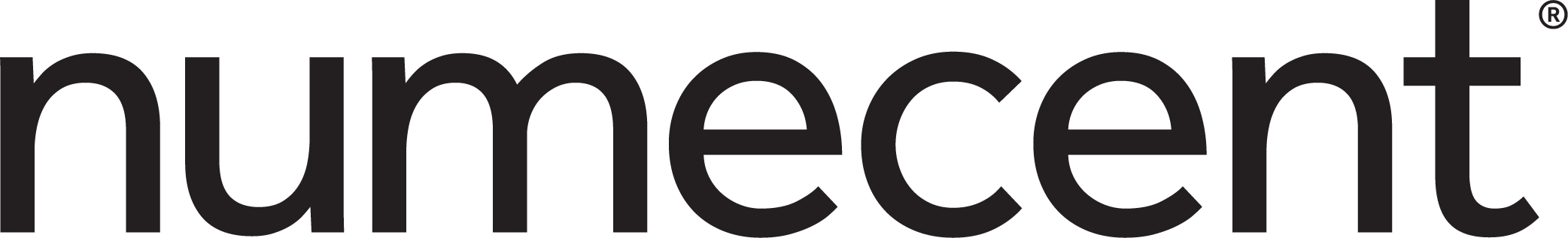 Numecent black company logo